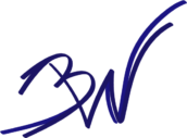 Bridget W Design logo - BW intertwined in purple